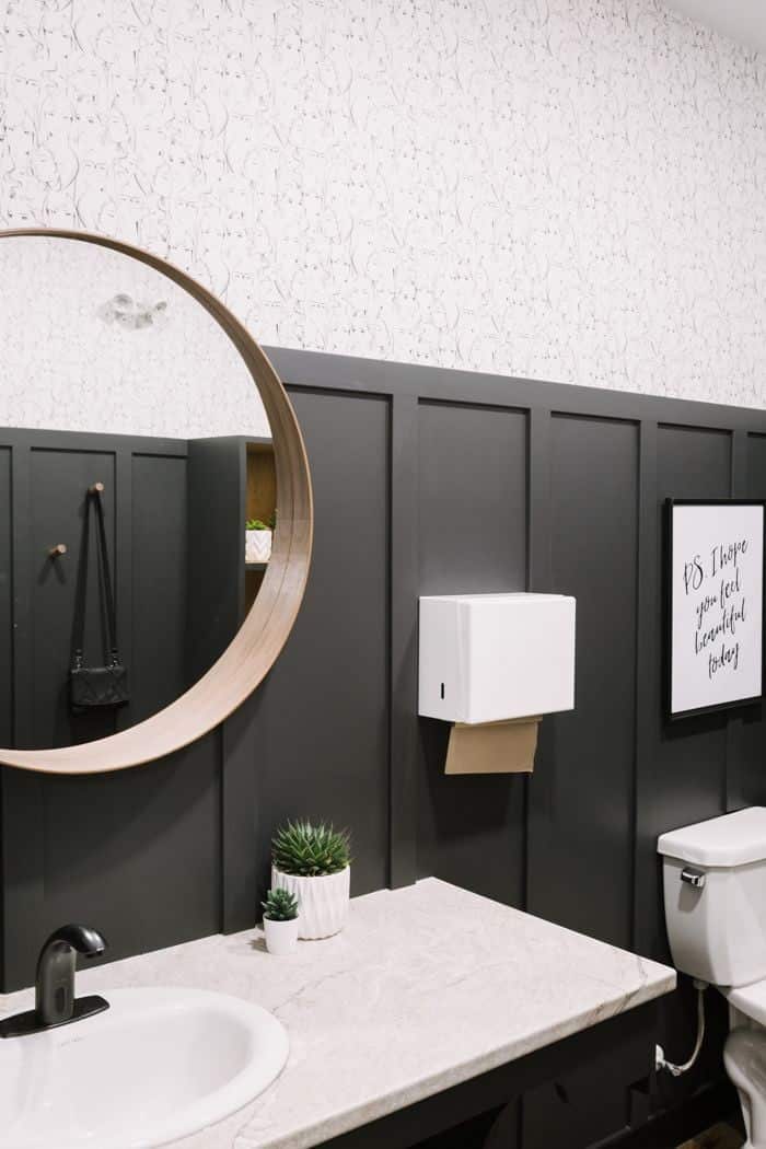 a black bathroom