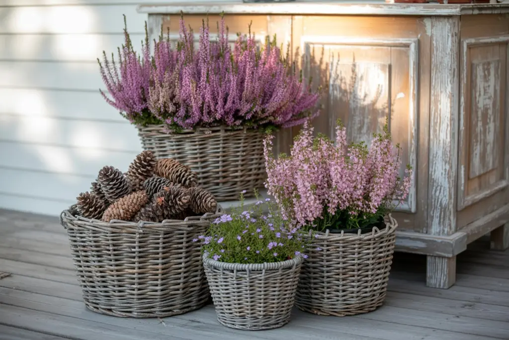 Create a fall decoration on the terrace 2 flowers side in fall decoration