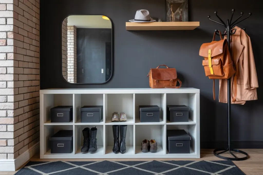 Storage boxes in the entrance