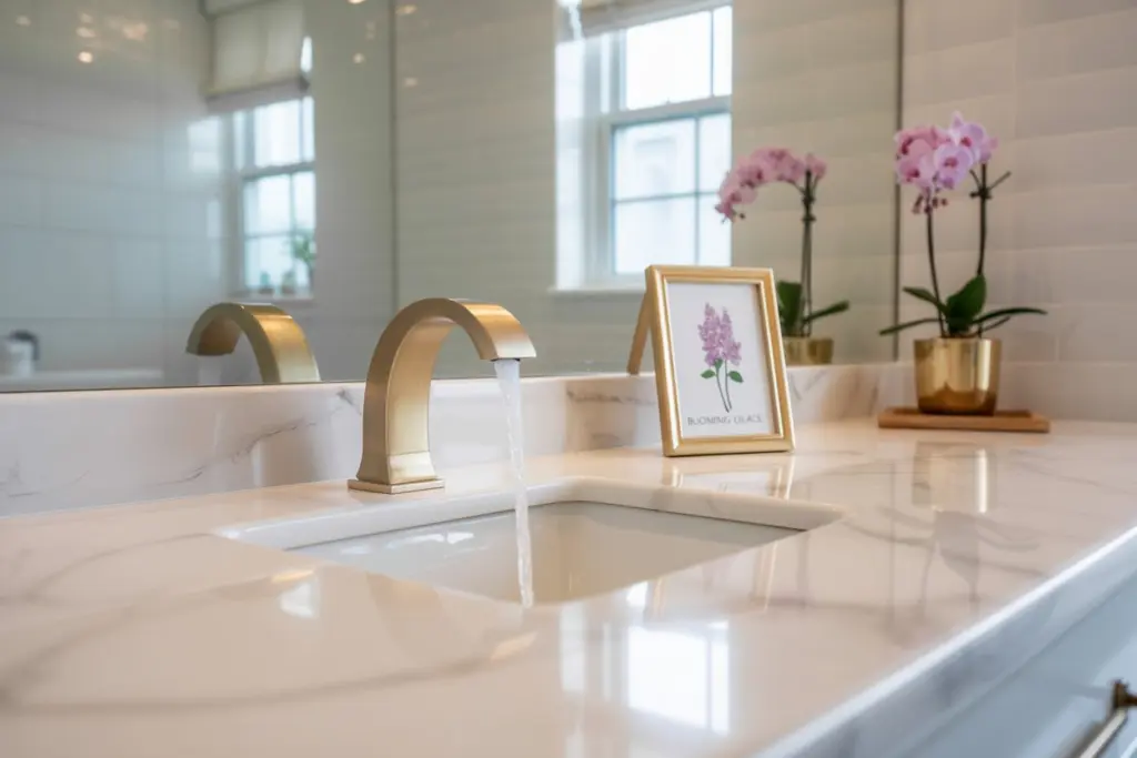 Bathroom design: 15 trendy 2025 colors to adopt 10 Gold in bathroom design