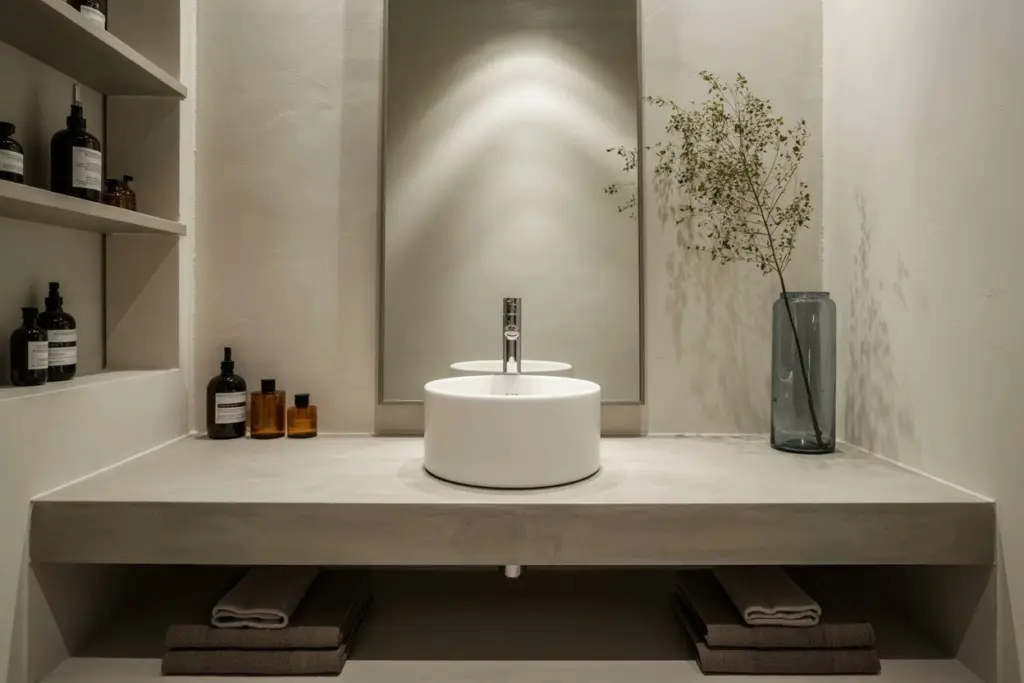Bathroom design: 15 trendy 2025 colors to adopt 7 Waxed concrete in bathroom