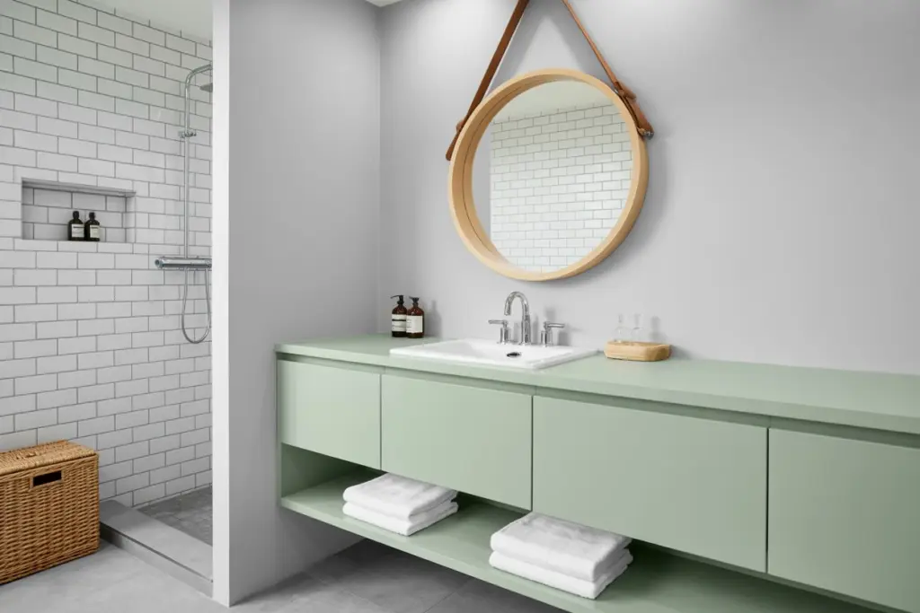 clear colors in small bathroom