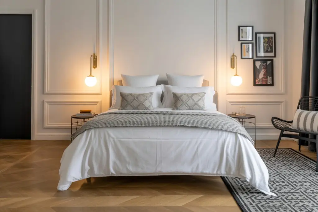 bed in big bedroom