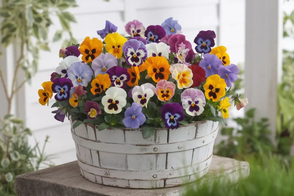 Create a fall decoration on the terrace 3 flowers in fall decoration