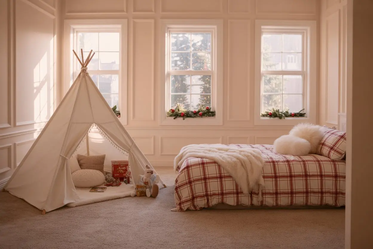  cozy Christmas bedroom interior 