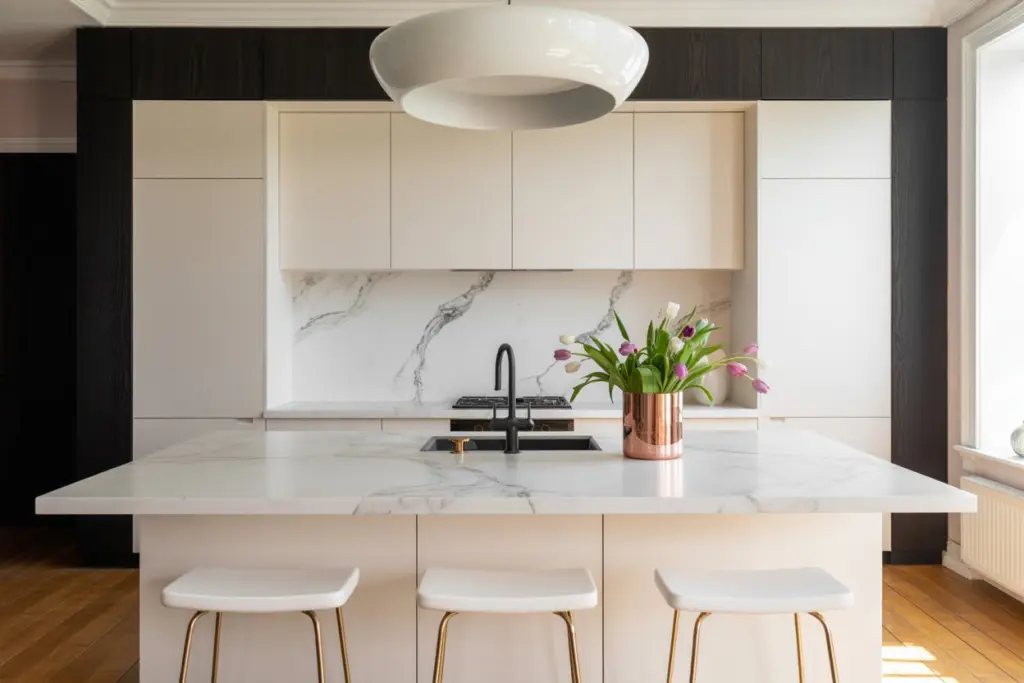 A central island to reorganize the space