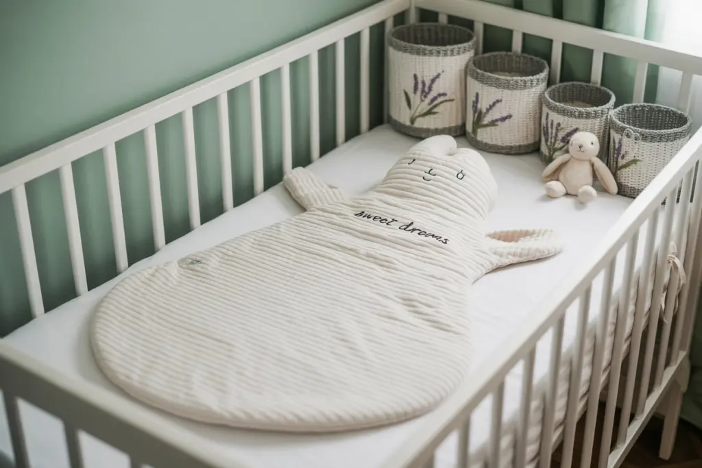 Use soft materials in his bed in cocooning baby room