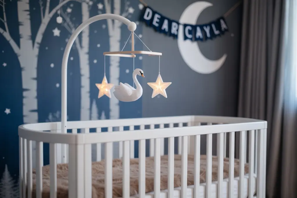 Arrange the mobile well in cocooning baby room