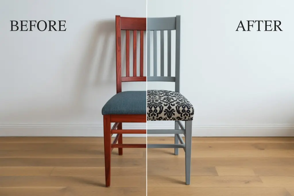 11 Ways to Decorate Your Dining Room When Your Budget is Tight 5 before and after chairs paint