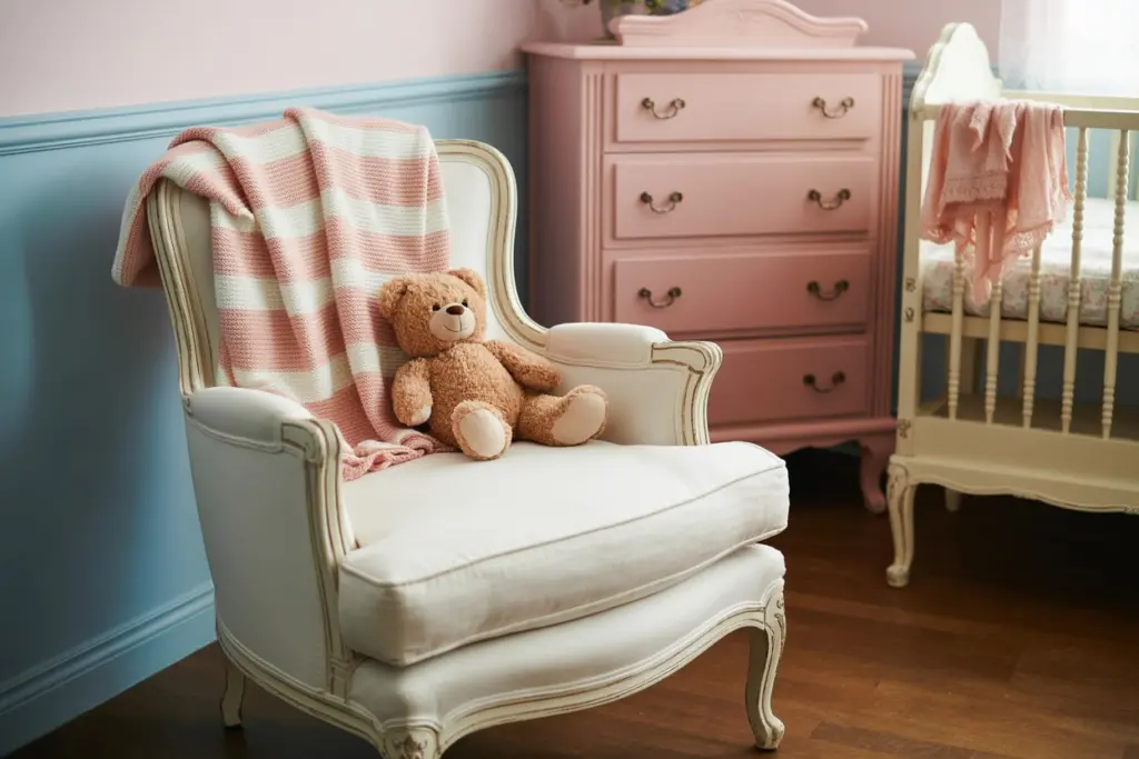 Color the room with soft, pastel colors in cocooning baby room