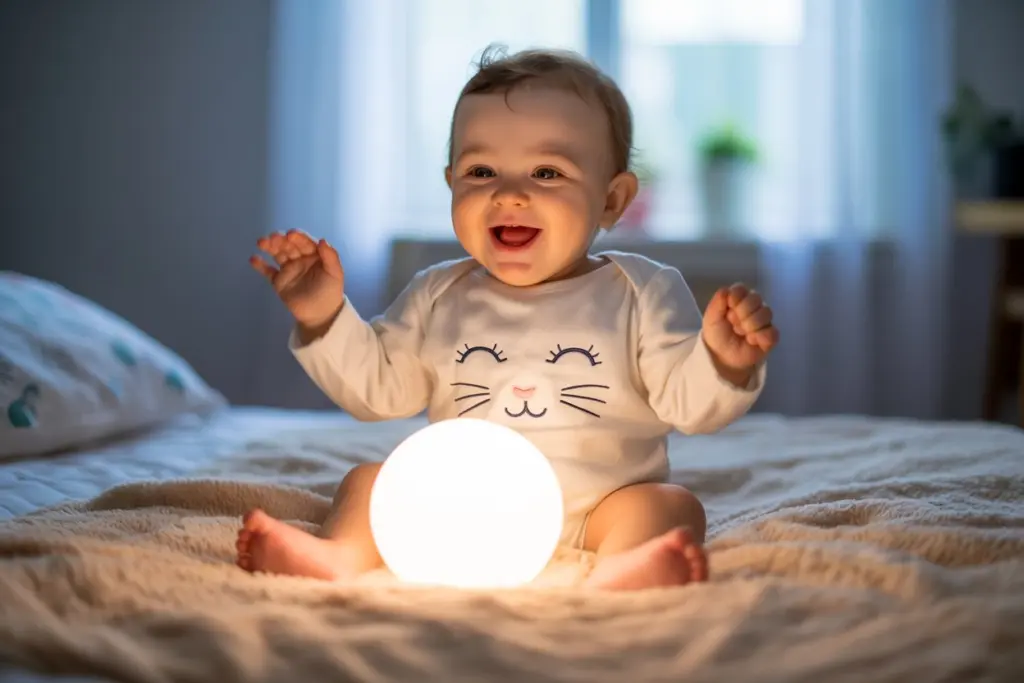 Put a night-light on in cocooning baby room