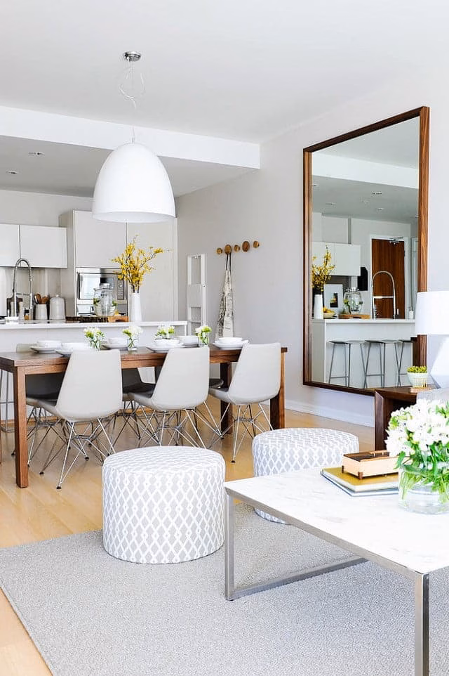 mirror in dining room