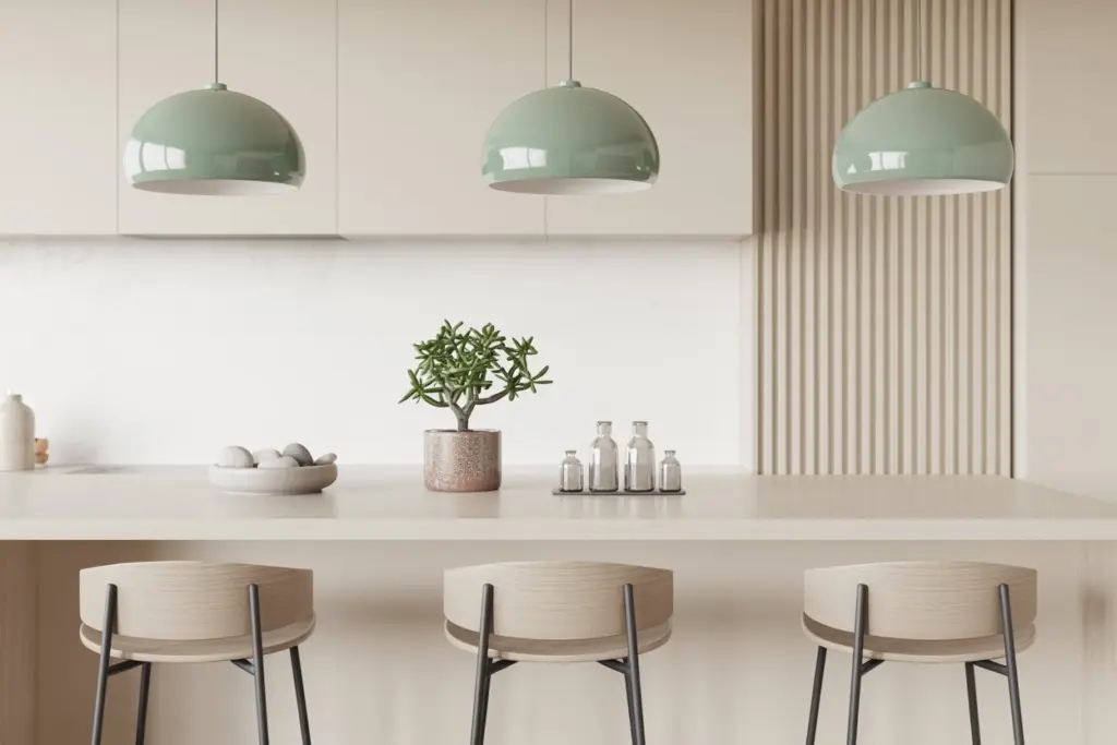 17 ways to boost a white interior design 7 A white kitchen that declines beige and green