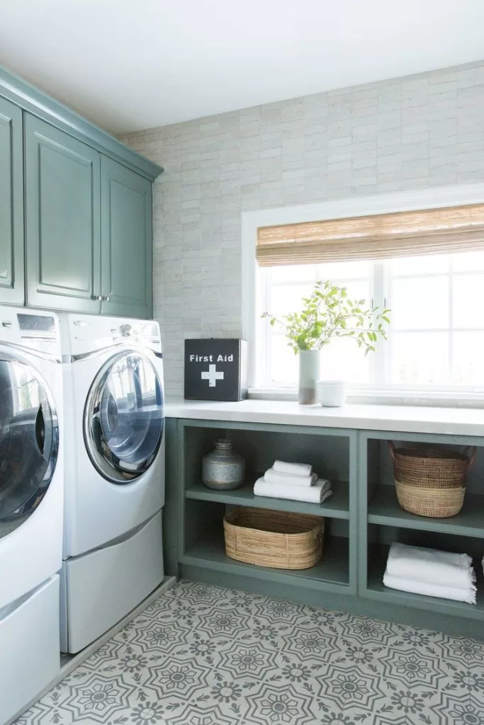 a laundry room in a dedicated room