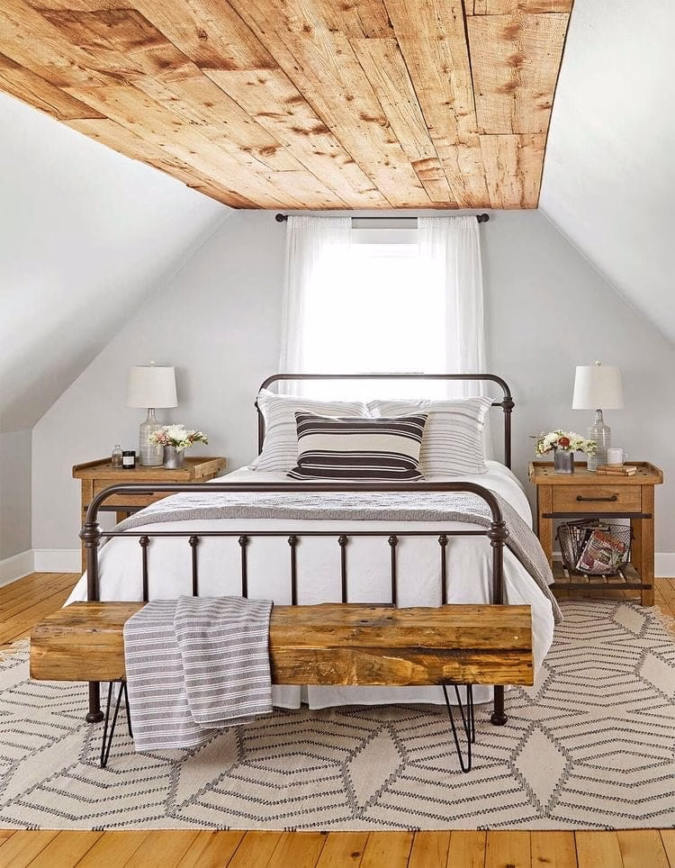 a mix of rustic and industrial furniture 