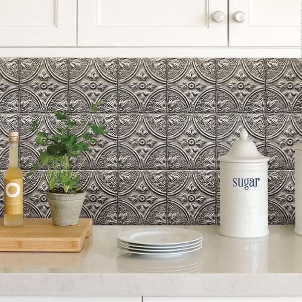 metallic self-adhesive backsplash