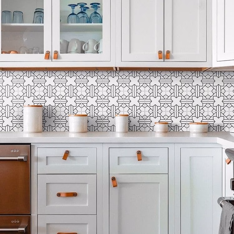 kitchen backsplash with self-adhesive tiles