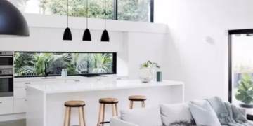 open kitchen with living room