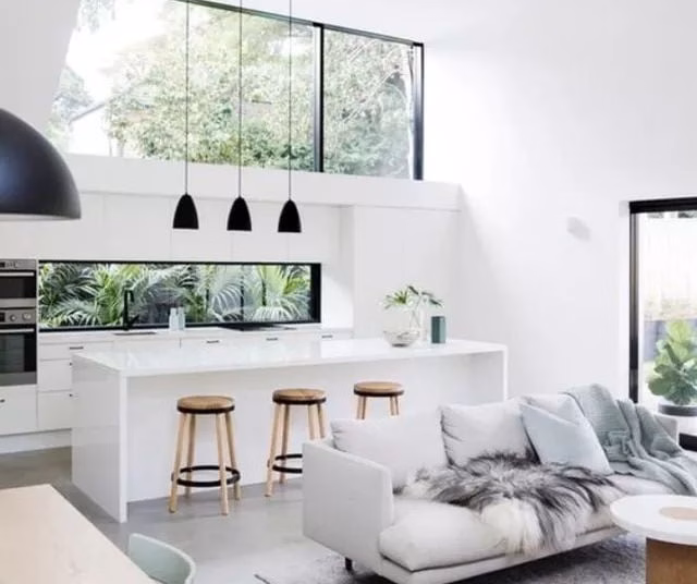 open kitchen with living room