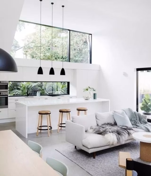 open kitchen with living room