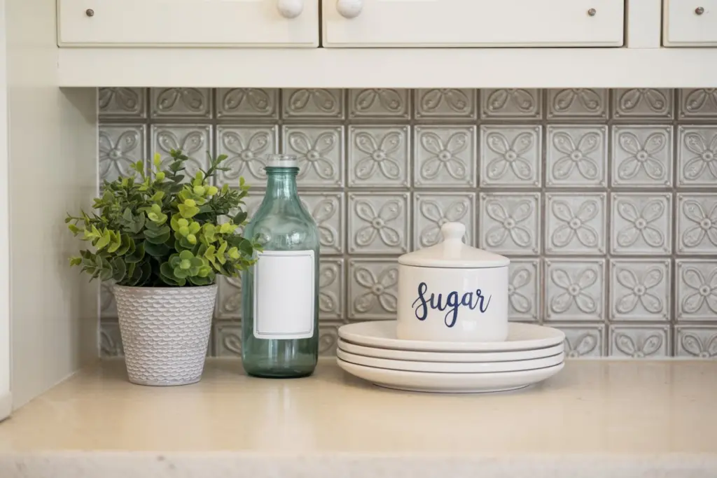 metallic self-adhesive backsplash