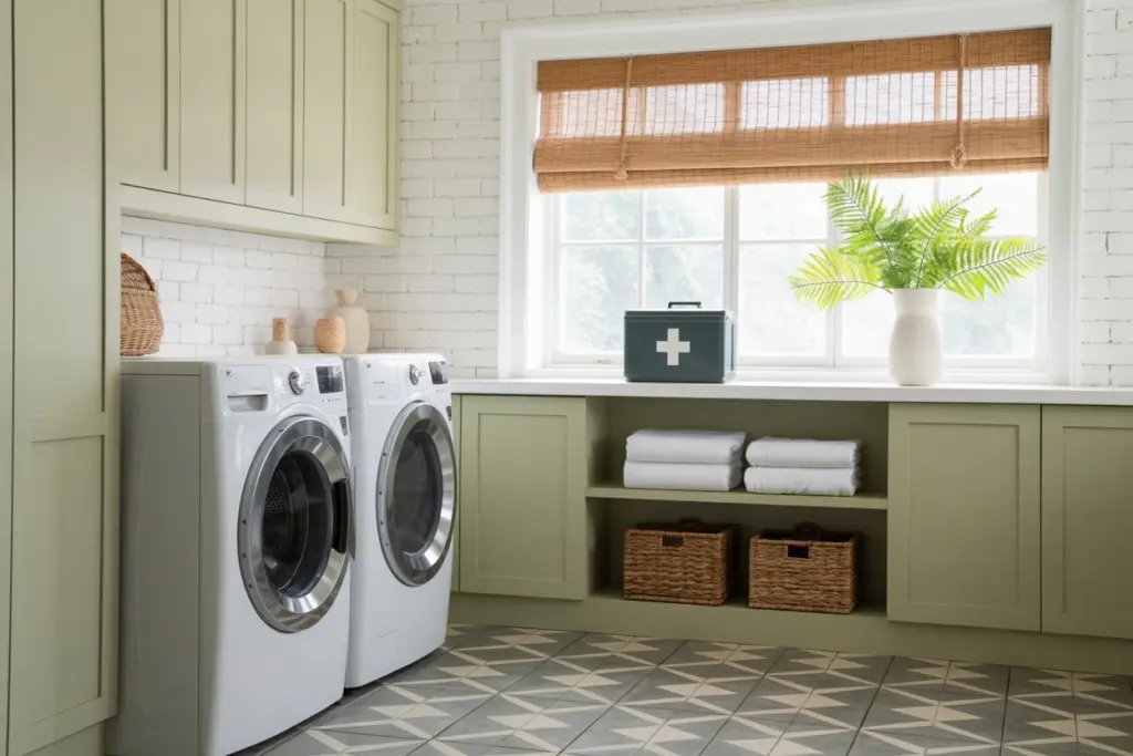 a laundry room in a dedicated room