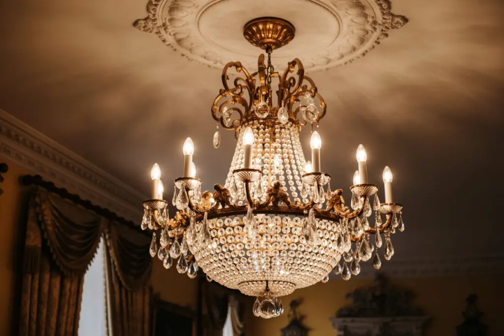 the chandeliers