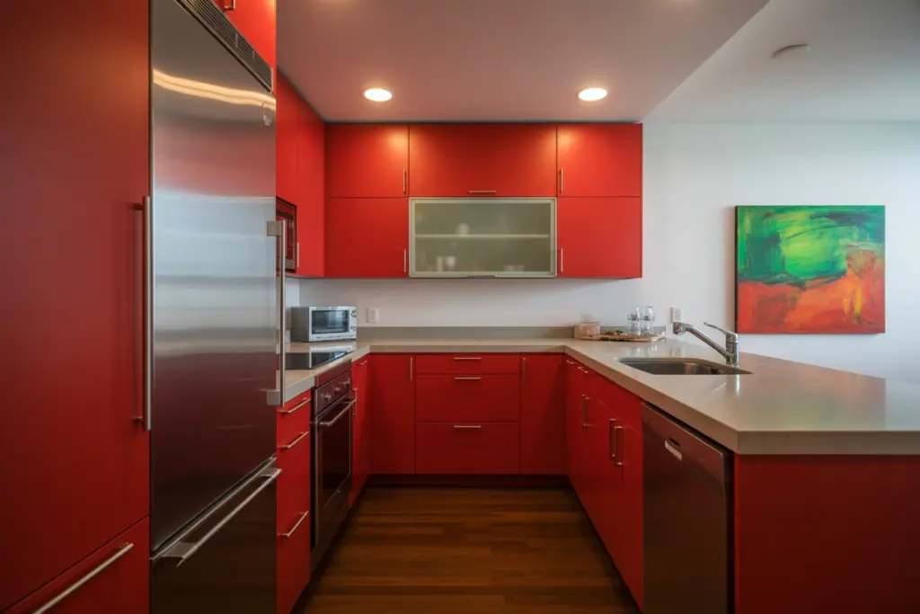  Red kitchen cabinets