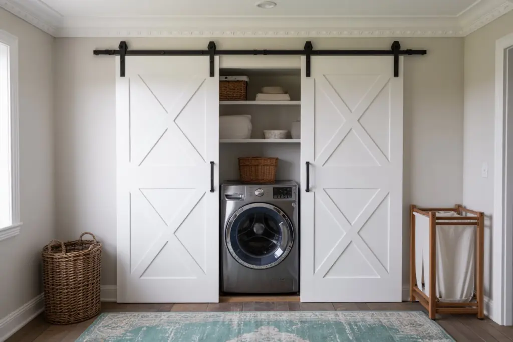 A laundry corner that communicates with the hallway