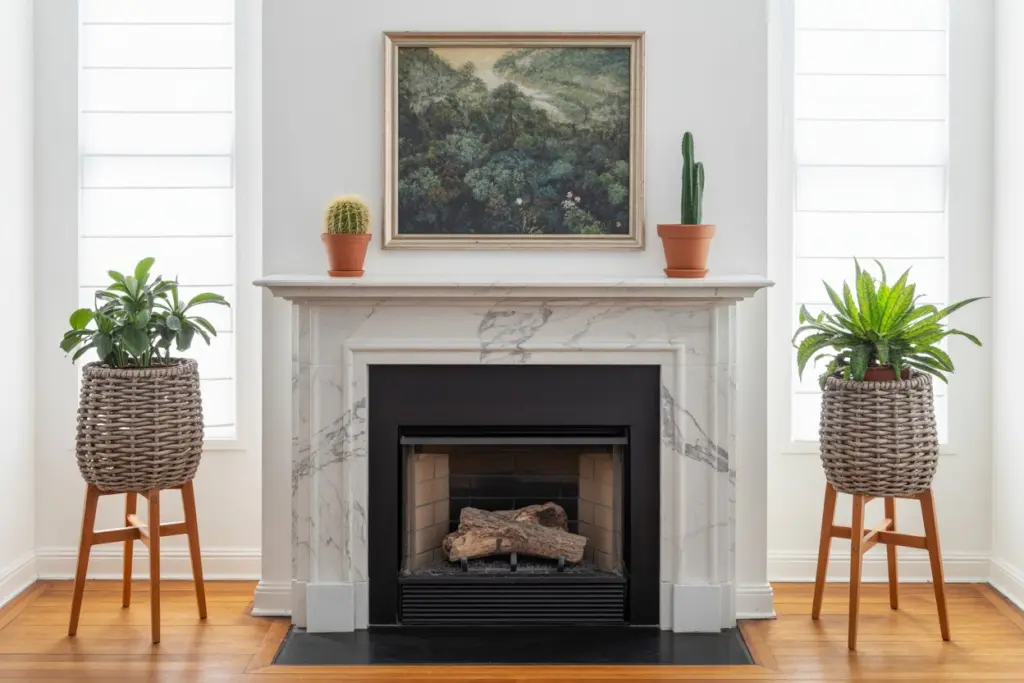Fireplace decoration: How to decorate a fireplace top? 2 An ethnic fireplace decoration!