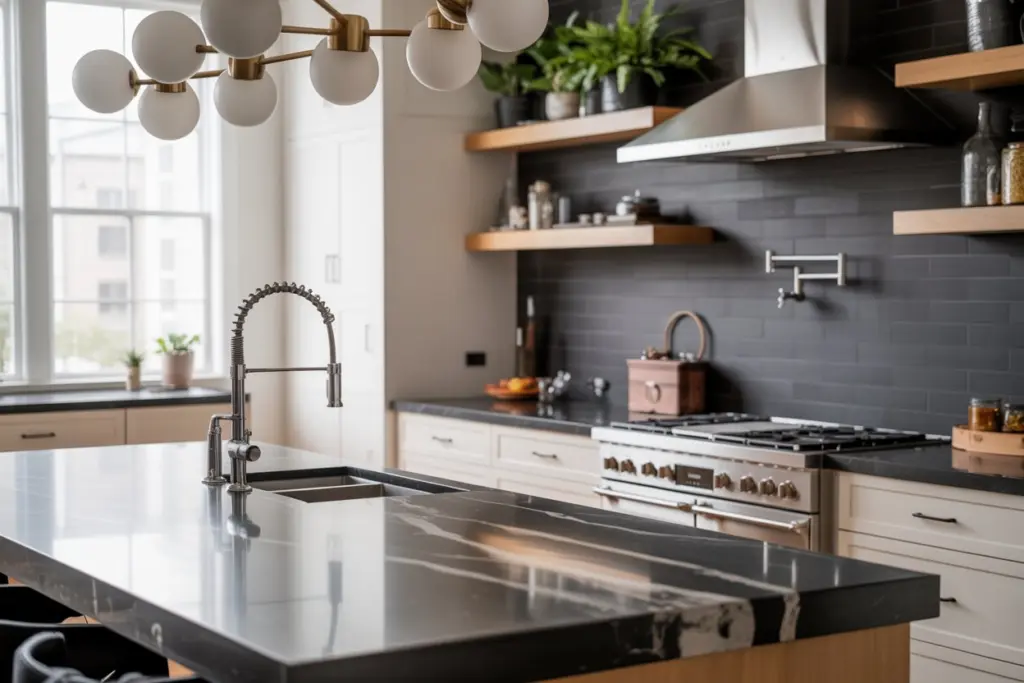 Black ceramic kitchen backsplashes