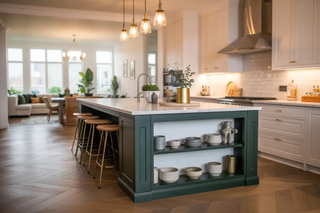  storage space in open kitchen
