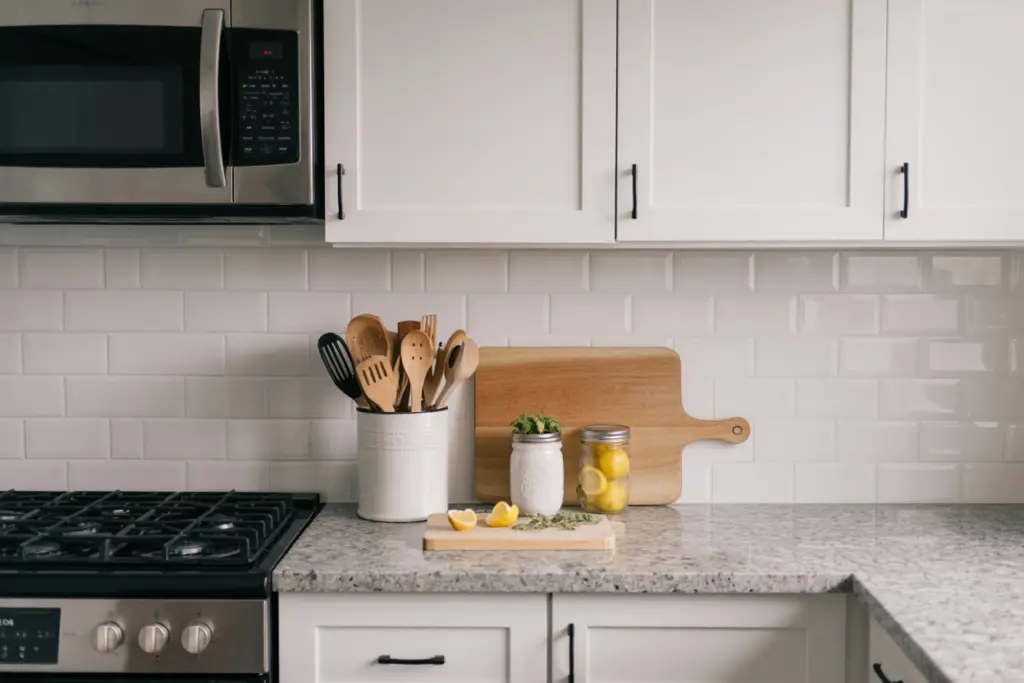 White ceramic kitchen backsplashes