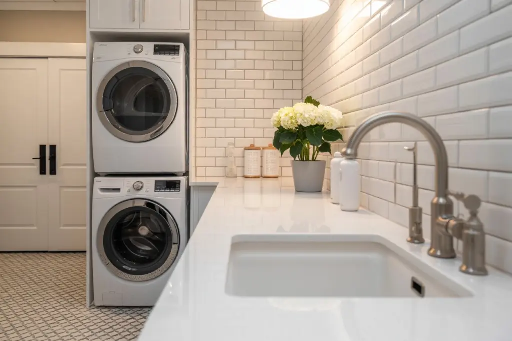 a laundry room in the kitchen 