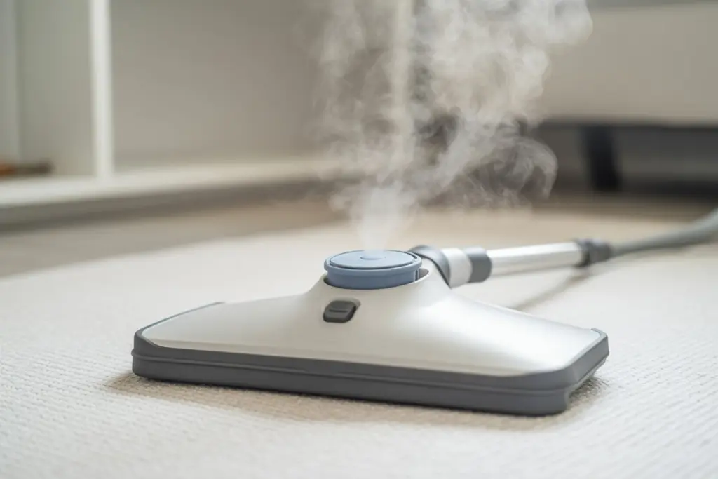 15 tips to clean a dirty carpet without damaging it 9 Cleaning a carpet with a steam cleaner