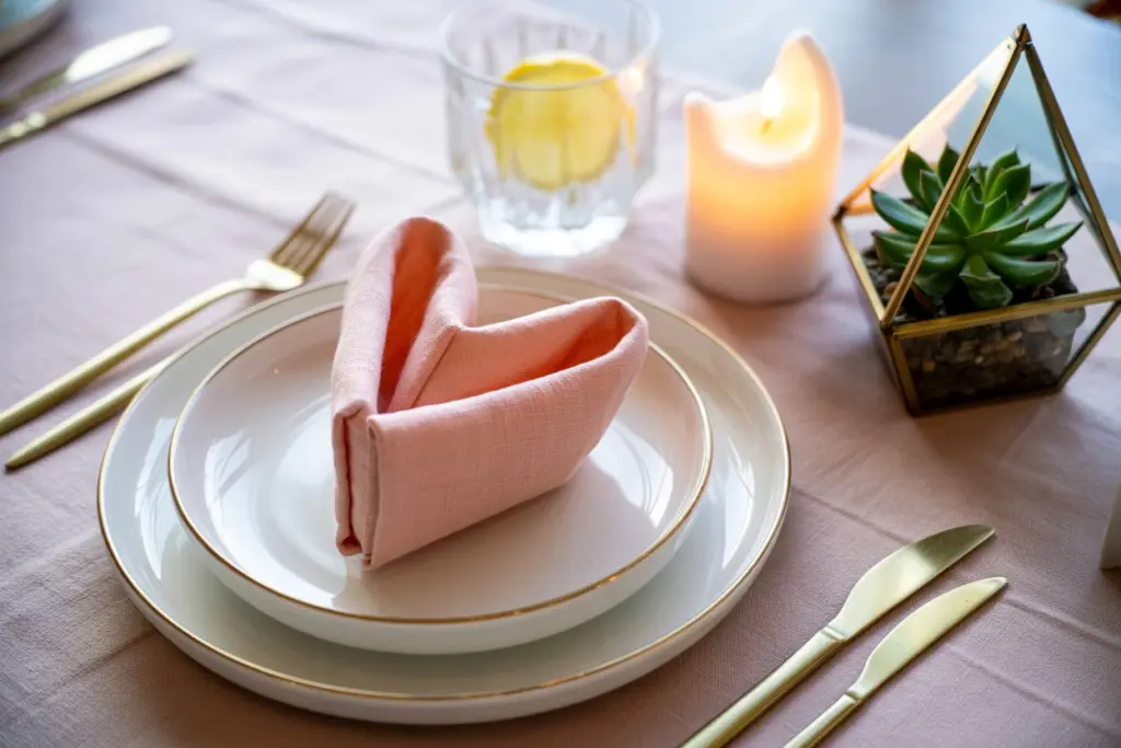 heart-shaped pink napkin
