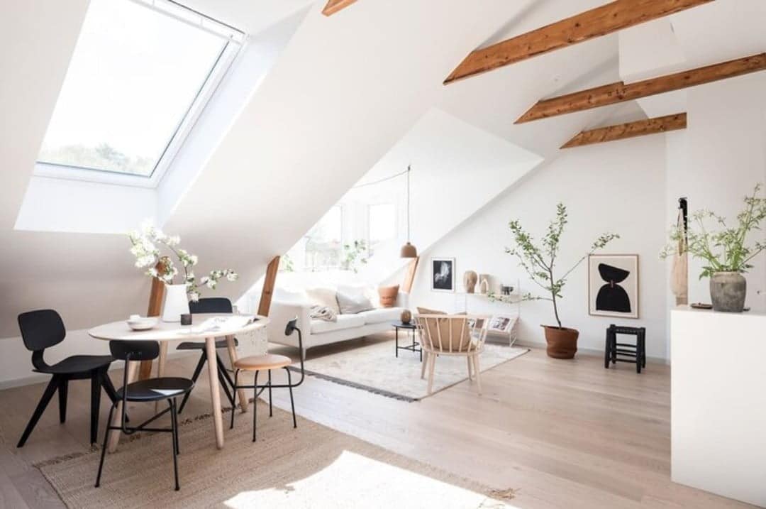 dining area and living area in roof interior design