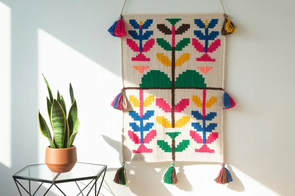 a carpet to decorate an empty wall