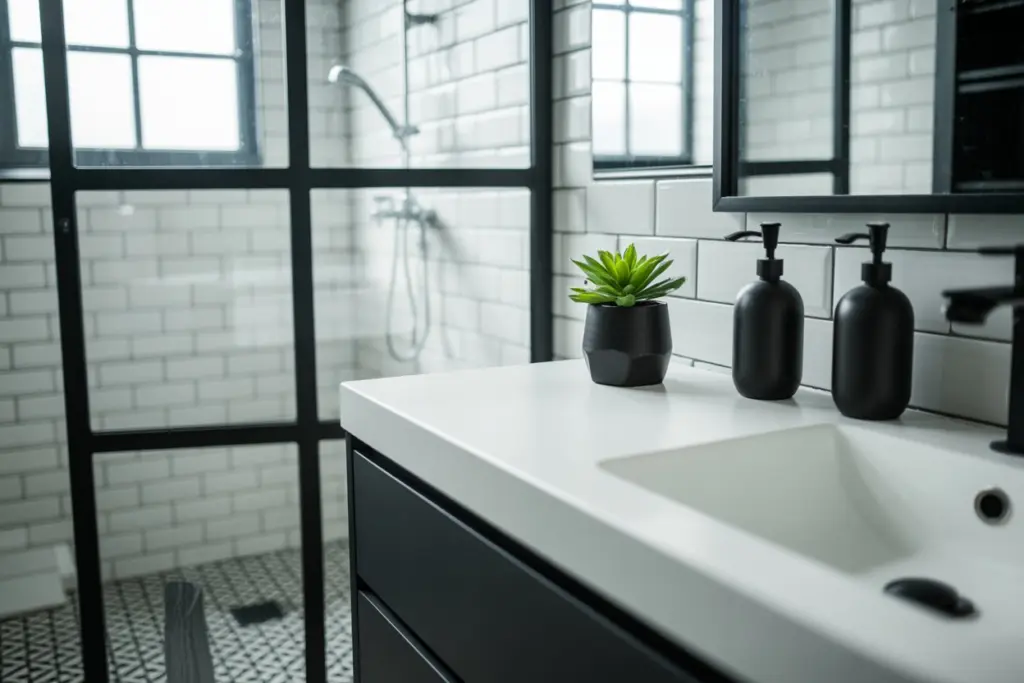 black and white bathroom