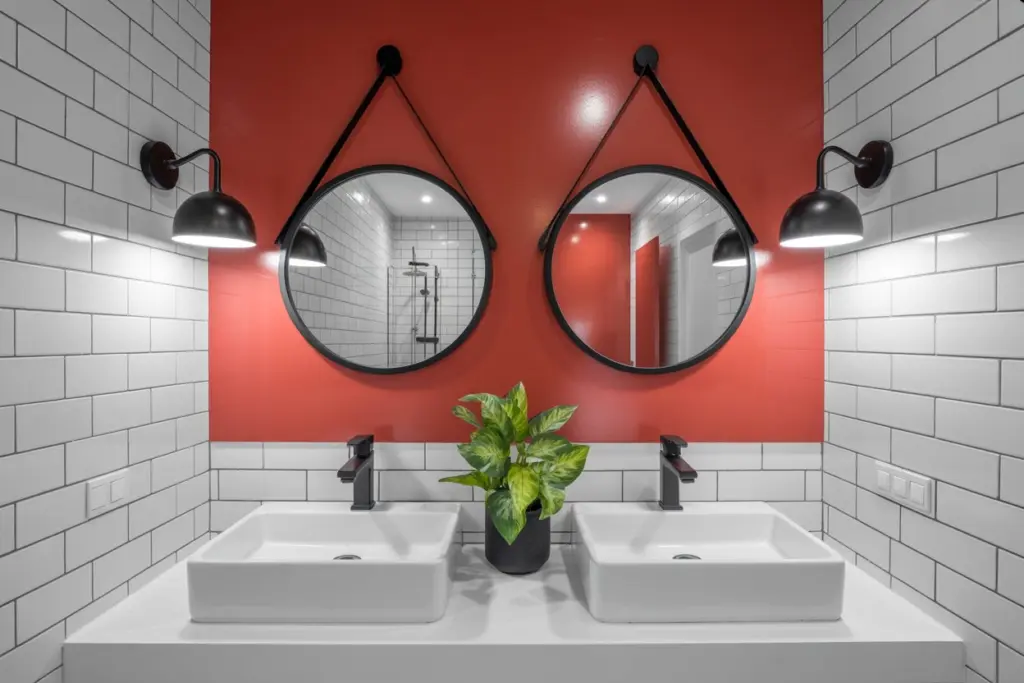 red bathroom