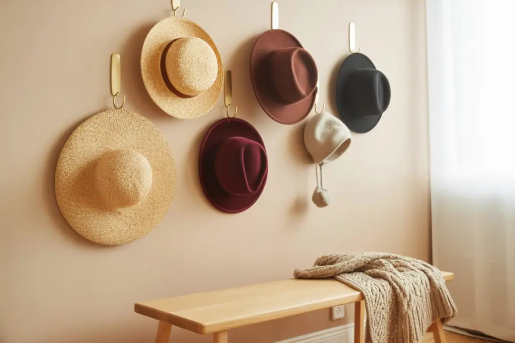 hats to decorate an empty wall