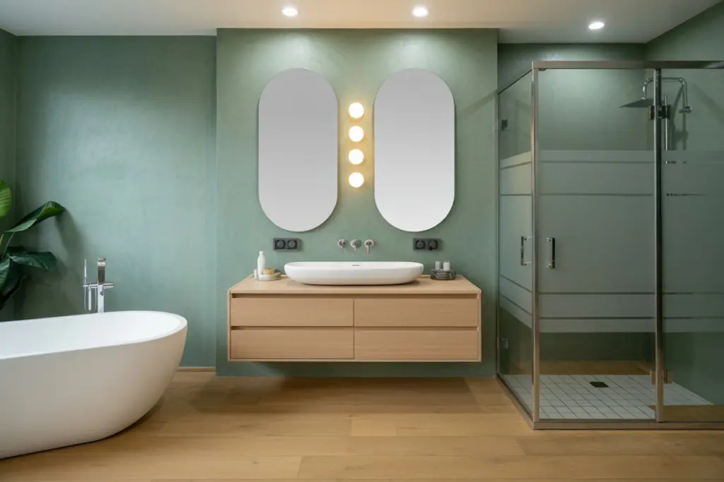 Wood effect bathroom tiles