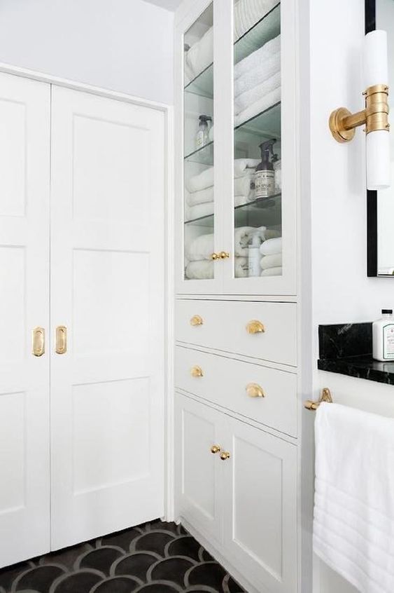 Linen closet for bathroom storage solutions