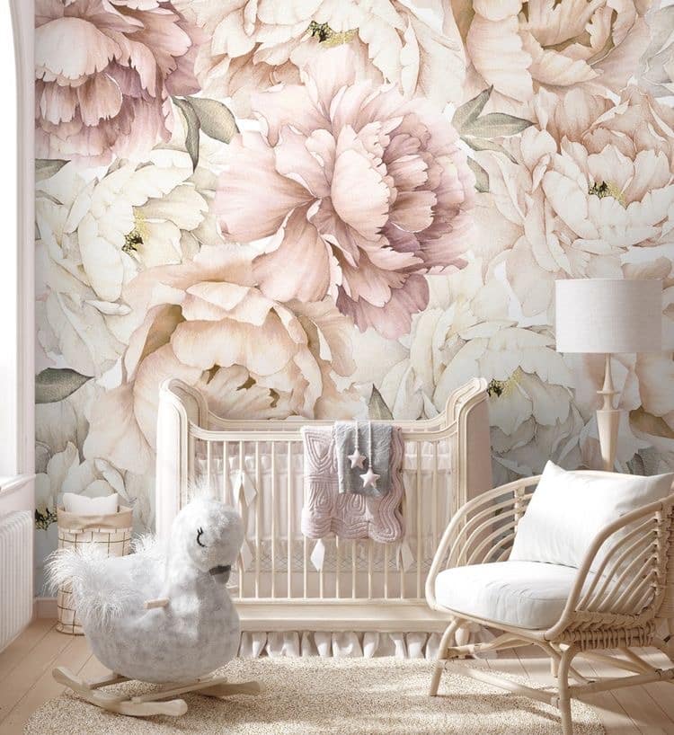 floral wall baby room