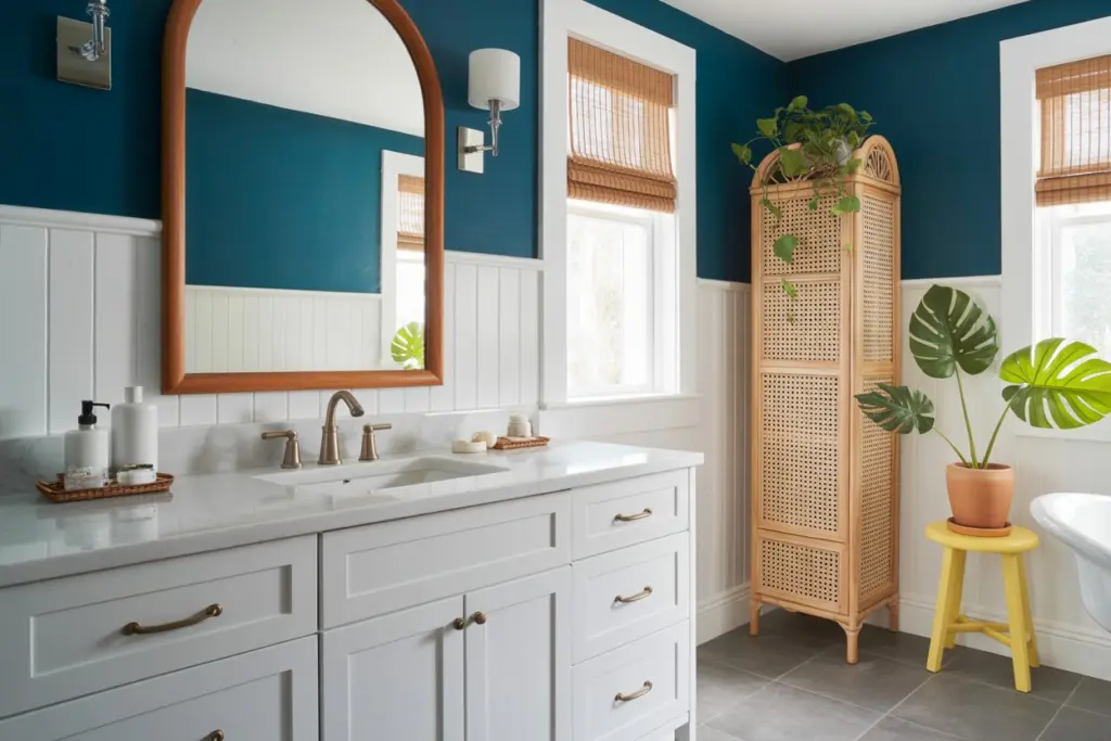 boho bathroom storage solutions