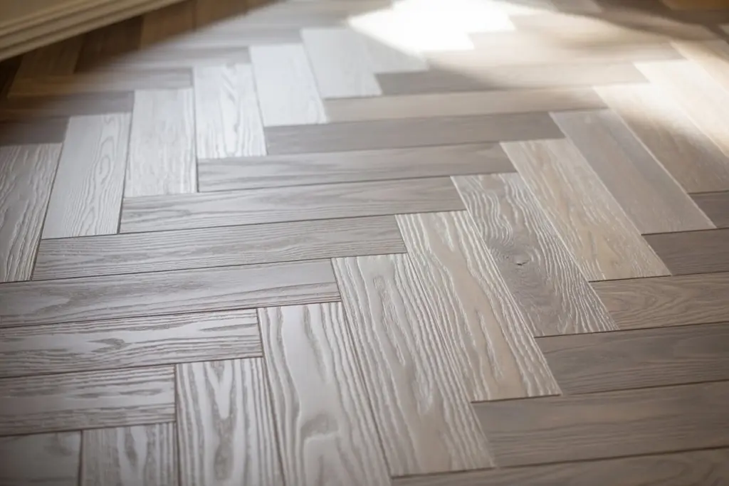 The Beauty of Herringbone Wood Flooring: Everything You Need to Know 11 Gray and white washes herringbone wood flooring