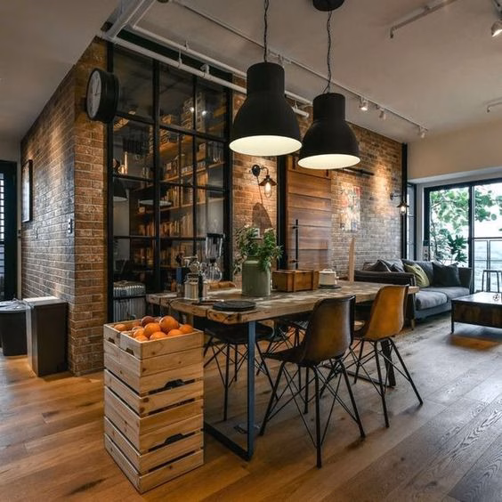 Industrial dining table decor