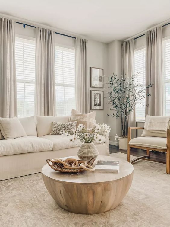 round wood coffee table  