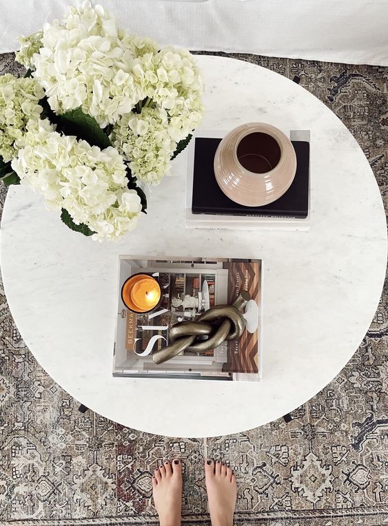 A white coffee table 