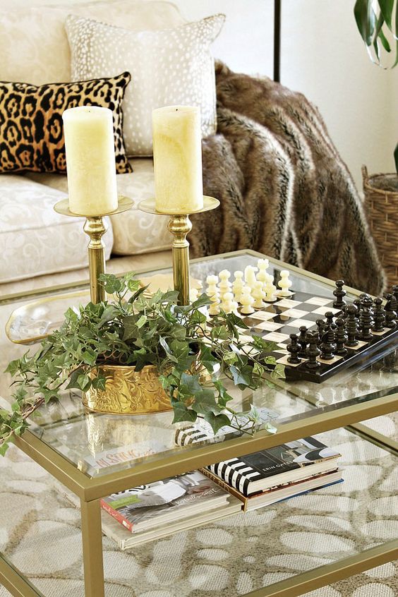 Glam coffee table decor